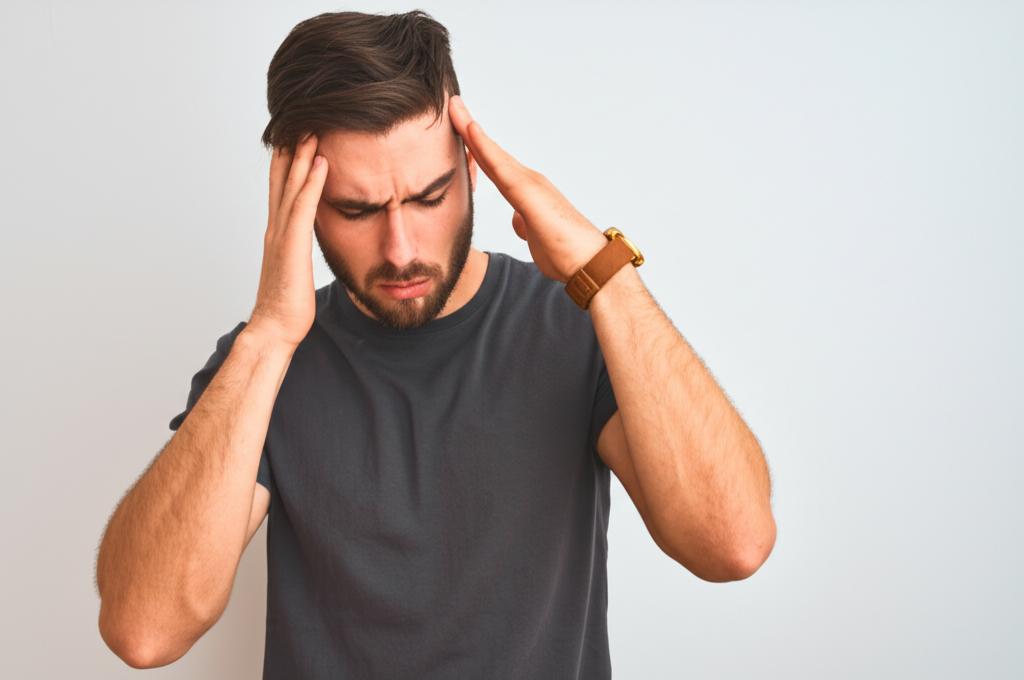 man feeling frustrated and anxious about performance