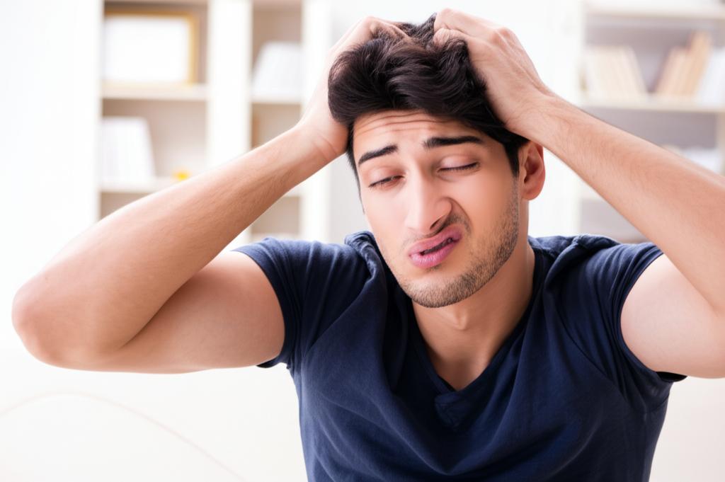 Man feeling stressed about intimate performance