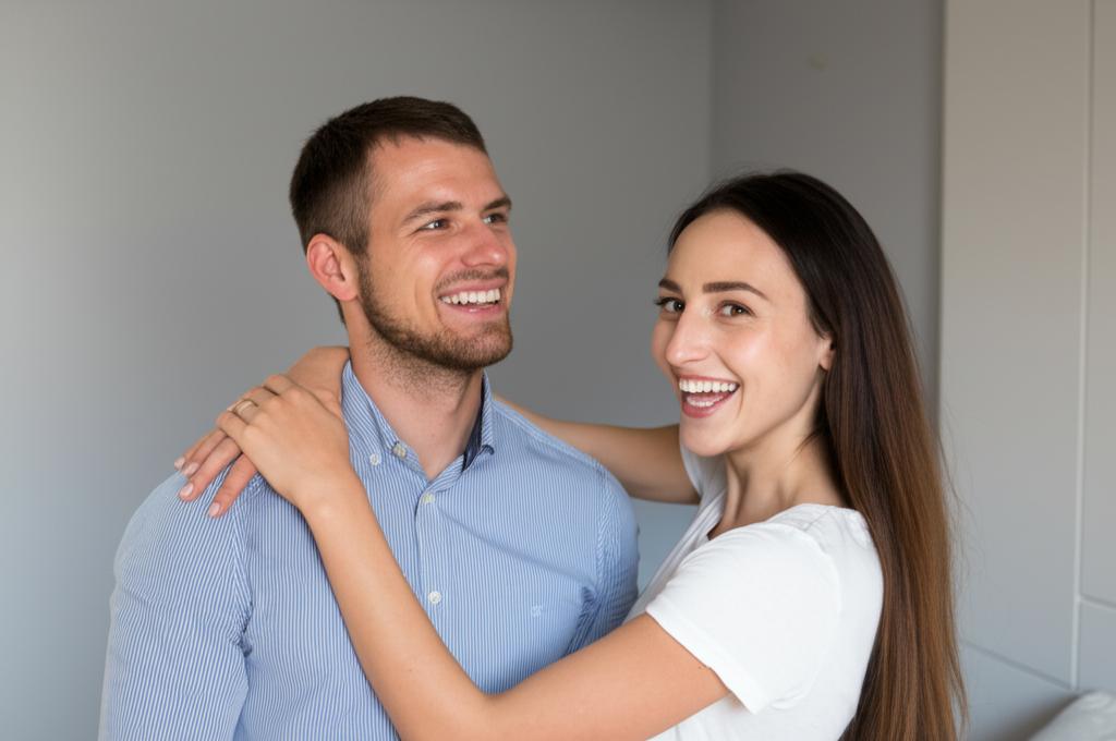Man feeling confident and happy with partner