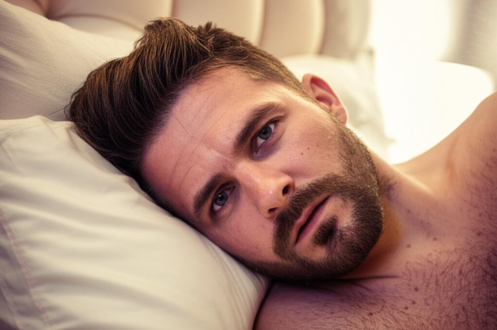 man looking tired and stressed after intimacy