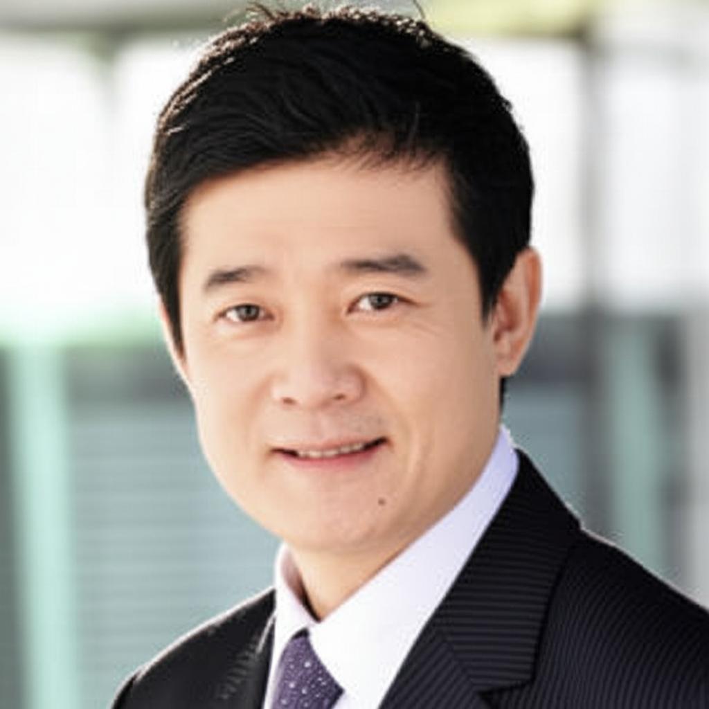 asian man in his 40s looking energetic and confident, subtle positive mood, realistic photo