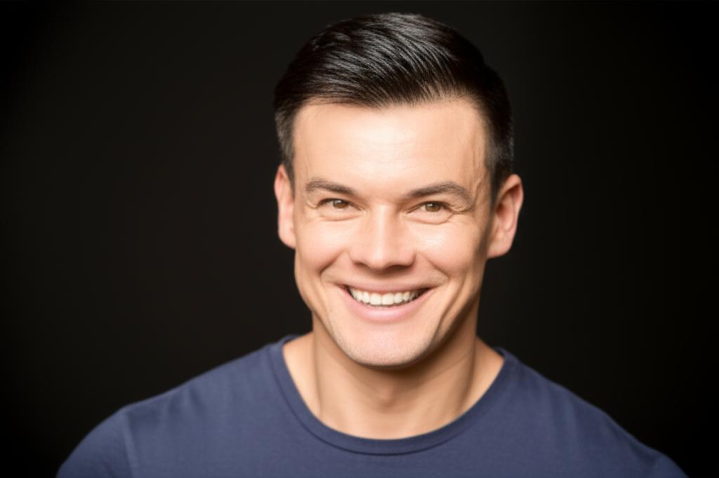 energetic man smiling and looking confident