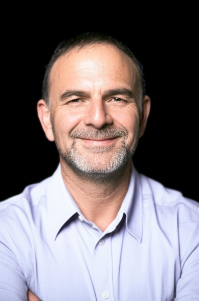 happy middle aged man looking confident