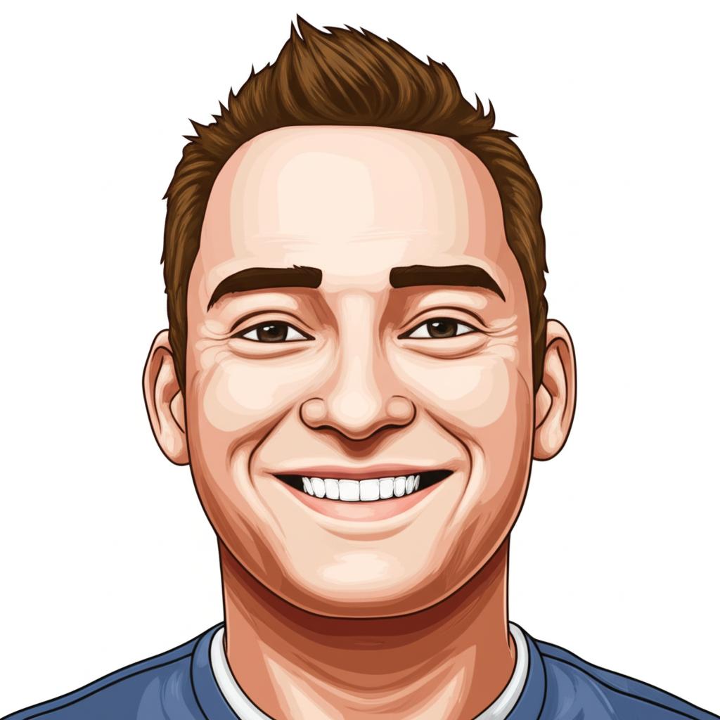 man smiling confidently, feeling energetic and healthy, illustration in realistic style